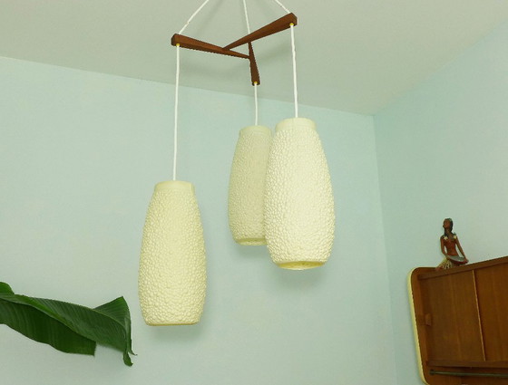 Vintage cascade lamp, 1960s bubble beehive lamp, mid-century pendant lamp – Wood, Plastic (photo 4 of 10)