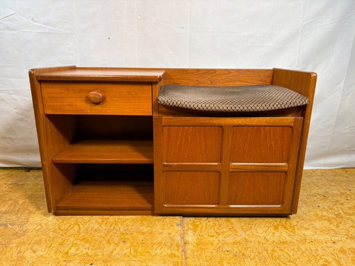Mid-century retro vintage teak telephone seat by Nathan 1960–1970   Stylish utility|iconic british design|functional storage