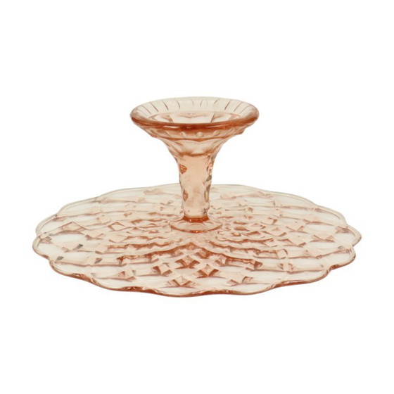 Image 1 of Pink Cake Stand Art Deco Diamond Pattern