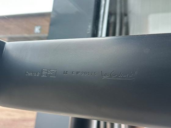 Image 1 of Table de salle à manger LC6 en verre et métal, conçue par Le Corbusier et al. pour Cassina, années 1990