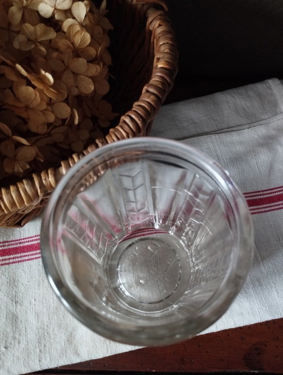 Image 1 of Félix Potin glass jam jar with paper label, 1950s