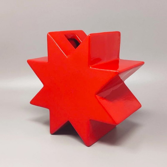 Image 1 of 1980s Ettore Sottsass "Hsing" Red Glazed Ceramic Vase for Alessio Sarri