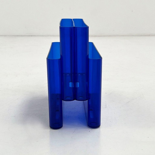 Lucite Blue Magazine Rack by Giotto Stoppino for Kartell, 1970s