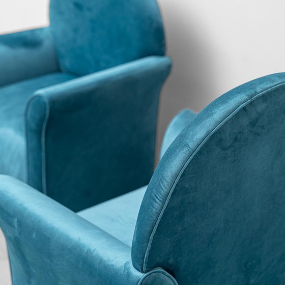 Coppia di poltrone vintage in velluto blu anni ’70 modernariato – Velvet (photo 4 of 10)