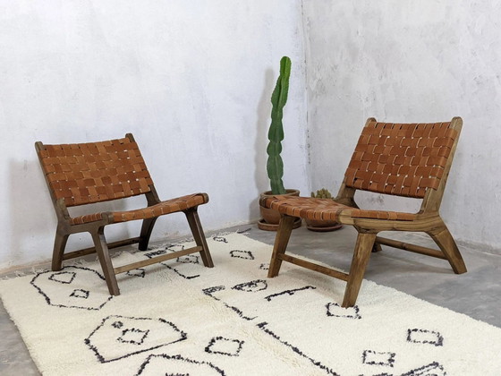 Deux fauteuils marocains en cuir (photo 11 of 12)