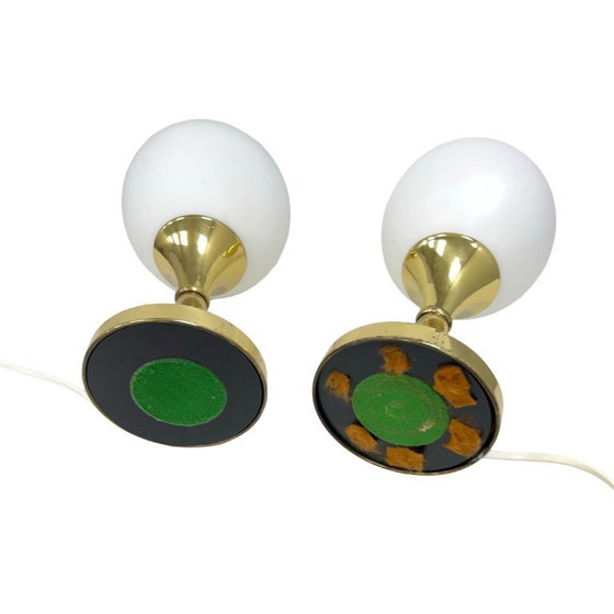 Image 1 of Pair of Globe Table Lamps, AKA Leuchten, Germany, 1970s, Brass and Glass
