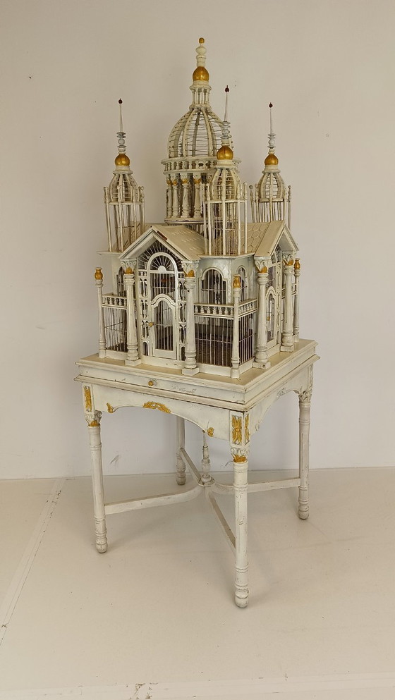Image 1 of Jaula de pájaros victoriana francesa de mediados de siglo