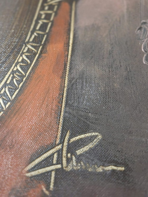 Image 1 of FABIO CUMAN (New Italian Figuration). "Warrior," 2011 - Oil on canvas, 80x40x4 cm