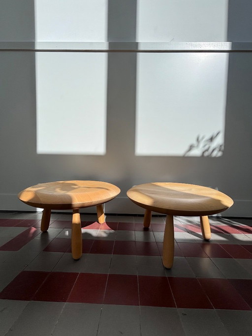 Ensemble - Table d'appoint/tabouret en bois postmoderne vintage "Karljohan" Par Christian Halleröd Pour Ikea Ps