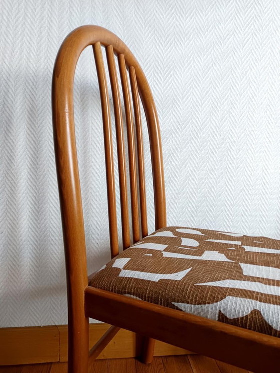 Image 1 of 3 sedie in pino e tessuto in stile vintage