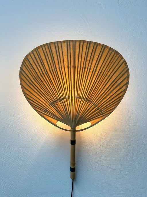 Vintage Uchiwa III Bambus-Wandleuchte von Ingo Maurer für M-Design, japanisches Design der 1970er Jahre