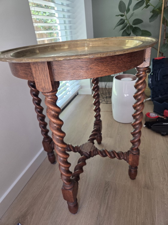 Image 1 of Art decco tafel met koperen blad 