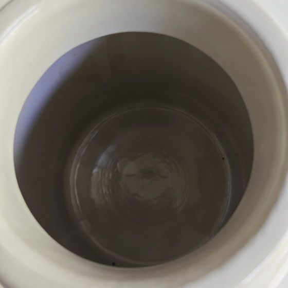 Image 1 of Vintage Pommery Moutarde de Meaux mustard pot in glazed stoneware, with original red lid.