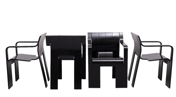 Image 1 of Gijs Bakker Black Strip Stühle mit Armlehnen
