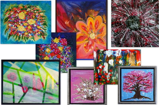 8 Pinturas florales abstractas