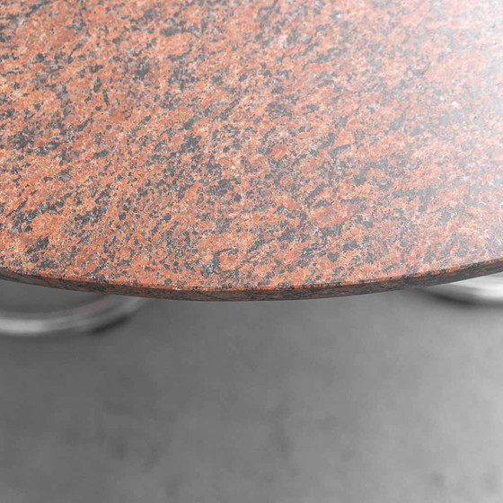 Vintage Giotto Stoppino Style Round Table in Marble and Chromed Metal – 70s – Conference table (photo 6 of 10)
