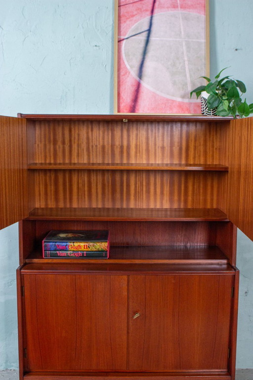 Buffet haut vintage en teck, commode style années 60