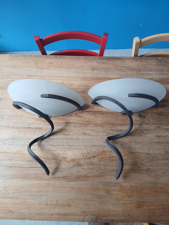 Image 1 of Enorme coppia di lampade da parete in ferro battuto in stile Art Déco