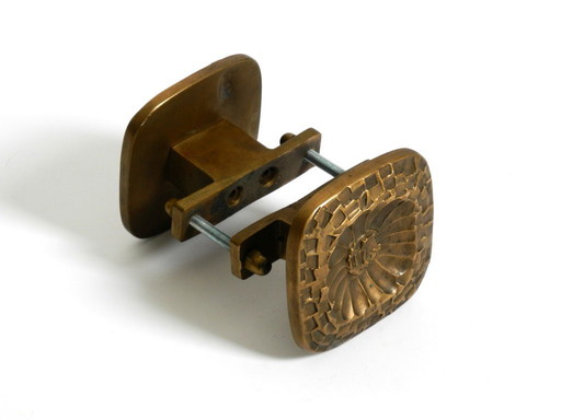 Wunderschöner, doppelseitiger Türgriff im Mid-Century-Modern-Stil aus schwerer Bronze.