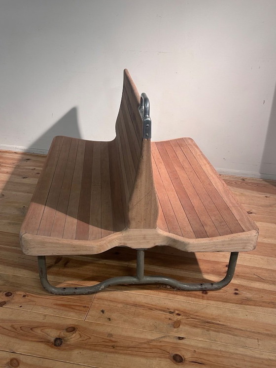 Image 1 of Vintage mid-century train bench