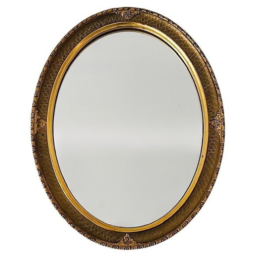 Vintage barok Italiaanse vintage spiegel goud ovaal 1950's