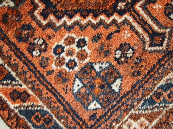 Image 1 of Handmade antique collectible Persian Shiraz bagface 2.6' x 2.8' (81cm x 85cm) 1900s - 1C397