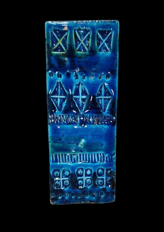 Image 1 of Bitossi Rimini Blu Rechteckvase | Aldo Londi Italian Mid-Century Art Pottery 1960s