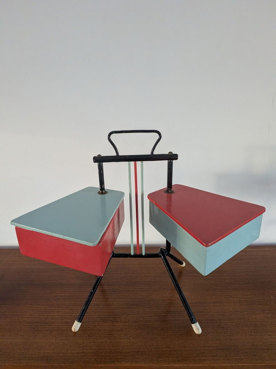 Scatola da cucito Mid-Century di Joos Teder per Metalux, Oggetti decorativi, Metallo, Legno, Multicolore (foto 2 di 9)