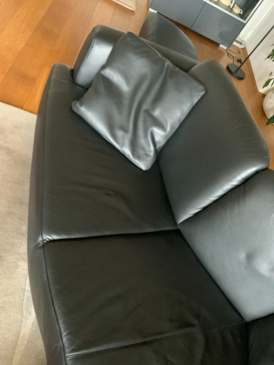 Image 1 of Zwart leren organische bank van FM Muster