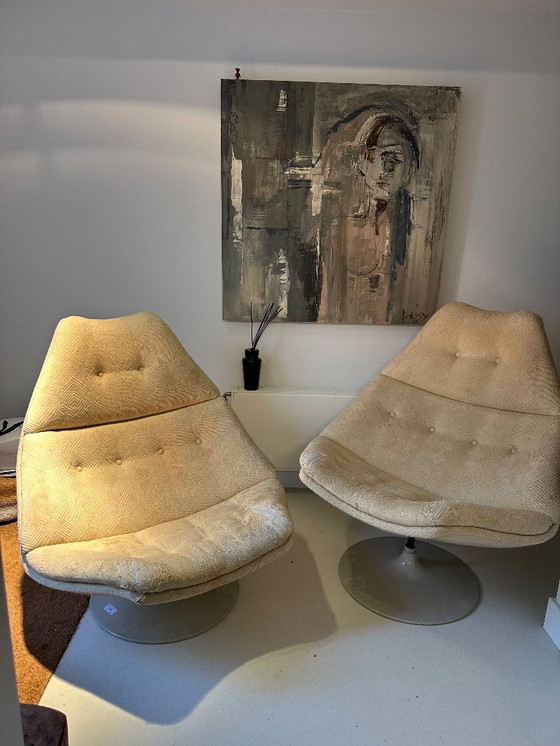 Image 1 of Geoffrey D. Harcourt para Artifort, dos sillones 591 con reposapiés (década de 1960)