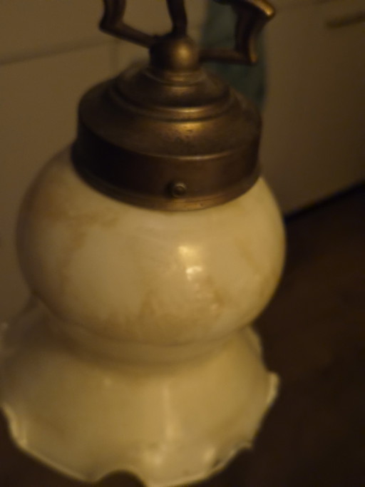 Antique Milk Glass Vintage Pendant Lamp – hanglampen, Metal (photo 2 of 8)