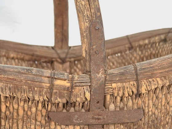 Antiker Weidenkorb mit Massivholzgriff (ca. 1900) #4, Dekorative Objekte, Korbgeflecht, Braun, Rustic (Foto 14 von 14)