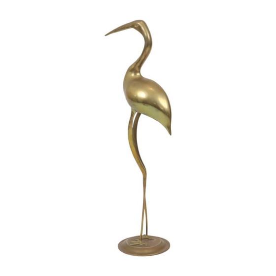 Large Brass Crane Bird XL Hollywood Regency Design 61cm – Decorative Objects (photo 3 of 15)