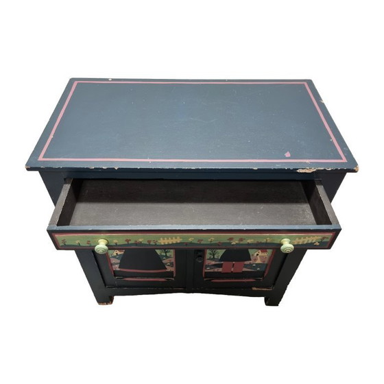 Image 1 of Mid-century green wooden cabinet