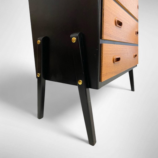 Commode vintage à 3 tiroirs en placage de teck