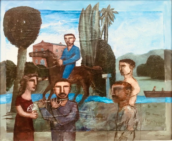 Image 1 of Gemälde von Gorki Bollar: Komposition mit Figuren II (1986, Original)