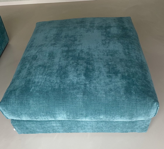 Image 1 of Nieuw Groen Blauwe Hocker Poef Melchior