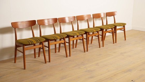 Image 1 of Ensemble de 6 chaises de salle à manger vintage en teck