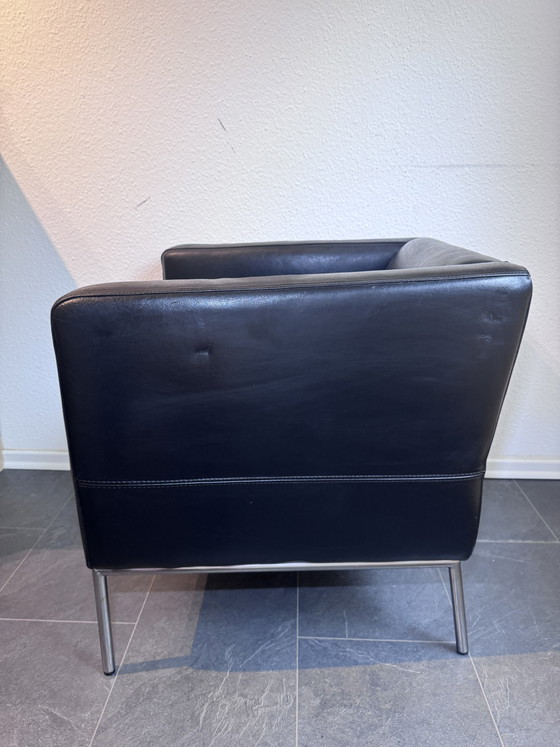 Rare fauteuil vintage IKEA Klippan en cuir véritable et chrome (1999) – Leather, Metal (photo 11 of 13)