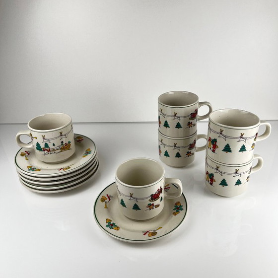 Image 1 of Set di tazze da caffè/tè natalizie per 6 persone , 1980