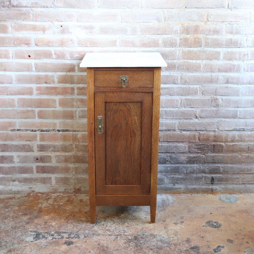 Vintage tall marble bedside table