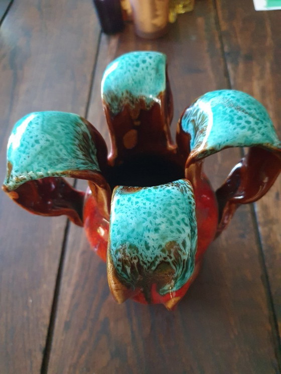 Image 1 of Vintage Vallauris vase 1960s - lava glaze - signed