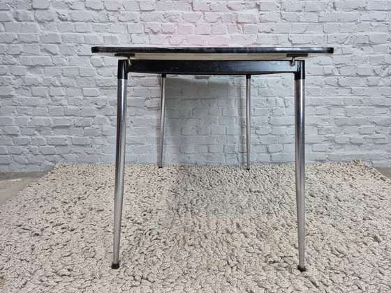 Image 1 of Vintage Design Rectangular Extendable Formica Kitchen Table in Orange with Chrome Legs – The Netherlands, 1960s