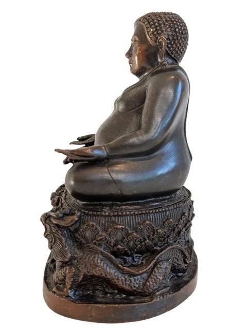 Chinese bronzen Boeddha-beeld op drakenbasis, 19e eeuw – Beeldhouwkunst (photo 5 of 10)