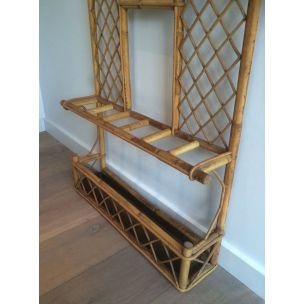 Image 1 of French vintage coat rack in rattan, 1970