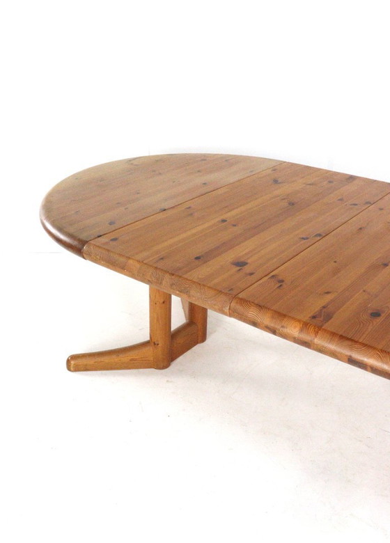 Image 1 of Vamdrup pine ronde 2x verlengbare eettafel 'Idom' vintage Deens