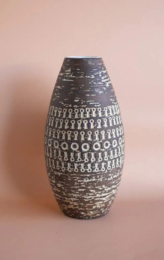 Image 1 of Brutalist Scandinavian modernist ceramic vase by Mari Simmulson for Upsala Ekeby, Sweden, 1970s.
