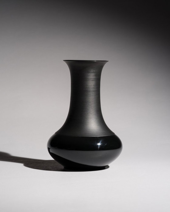 Image 1 of Tapio Wirkkala Porcelaine Noire Vase & Rare Ashtray Duo Rosenthal MCM Chic