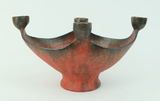 Image 1 of outstanding danish modern ceramic bowl with candle holders conny walther denmark 1960s 70s danish studio pottery
