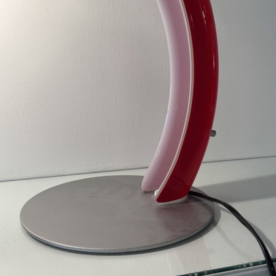 Red AV Mazzega Table Lamp, 1980s, Red Murano Glass, Vintage Design (photo 3 of 7)